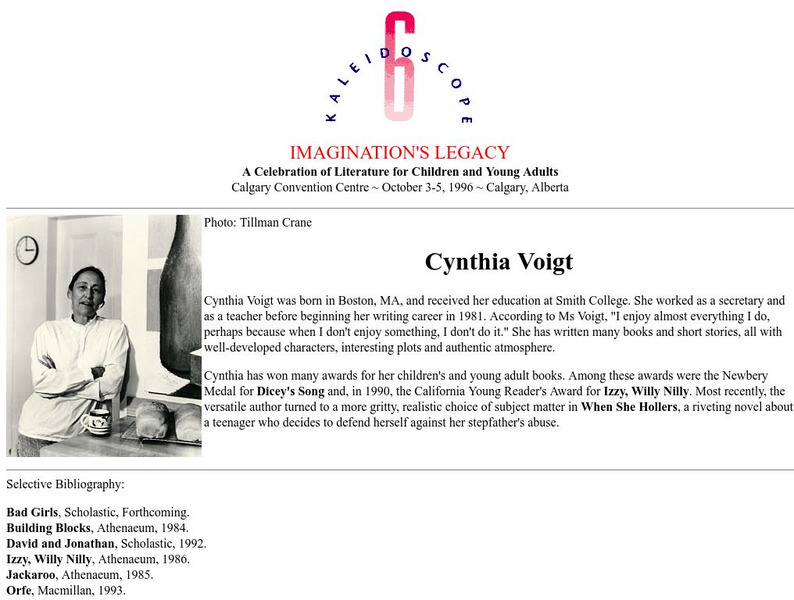 University of Calgary: Biography of Cynthia Voigt Website University of Calgary: Biography of Cynthia Voigt Website