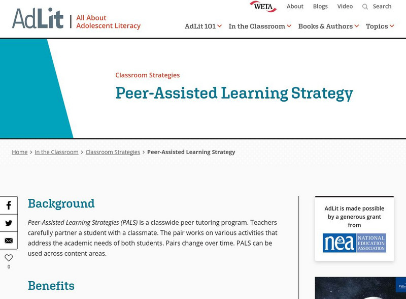 Ad lit.org: Classroom Strategies: Peer Assisted Learning Strategy Professional Doc Ad lit.org: Classroom Strategies: Peer Assisted Learning Strategy Professional Doc