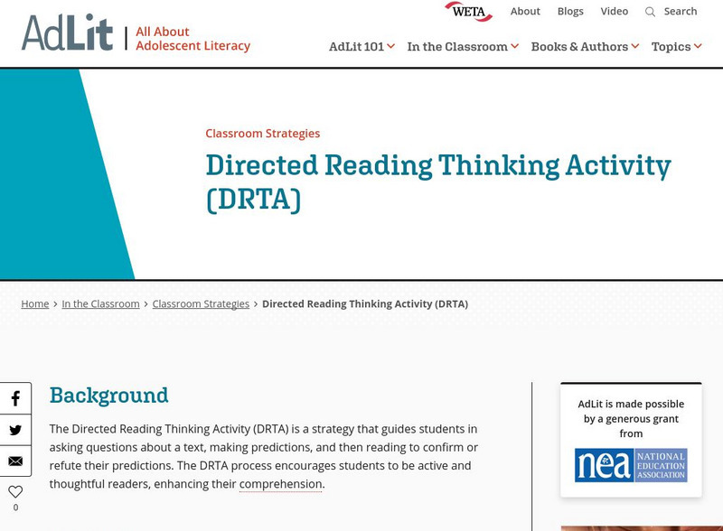 Ad lit.org: Classroom Strategies: Directed Reading Thinking Activity (Drta) Professional Doc Ad lit.org: Classroom Strategies: Directed Reading Thinking Activity (Drta) Professional Doc