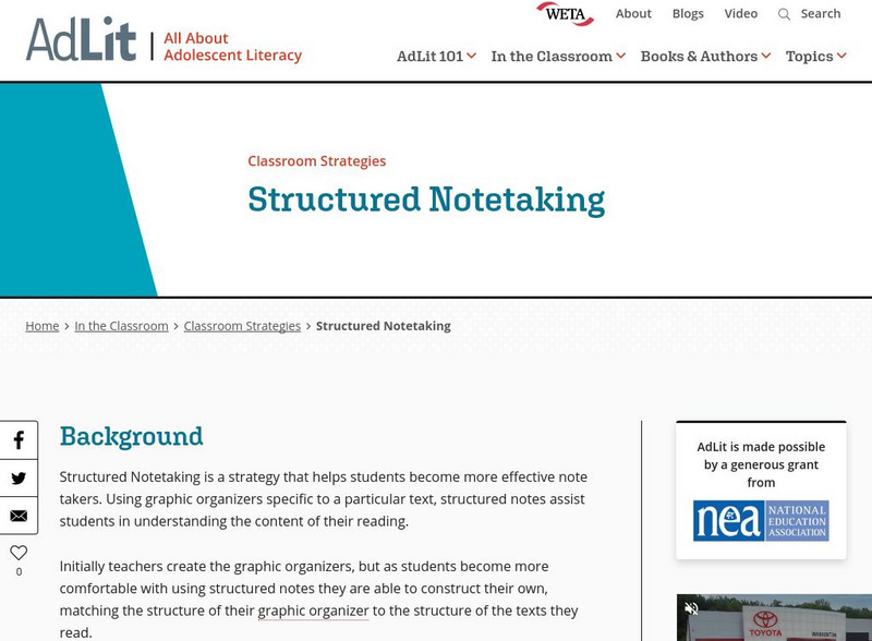 Ad lit.org: Classroom Strategies: Structured Notetaking Professional Doc Ad lit.org: Classroom Strategies: Structured Notetaking Professional Doc