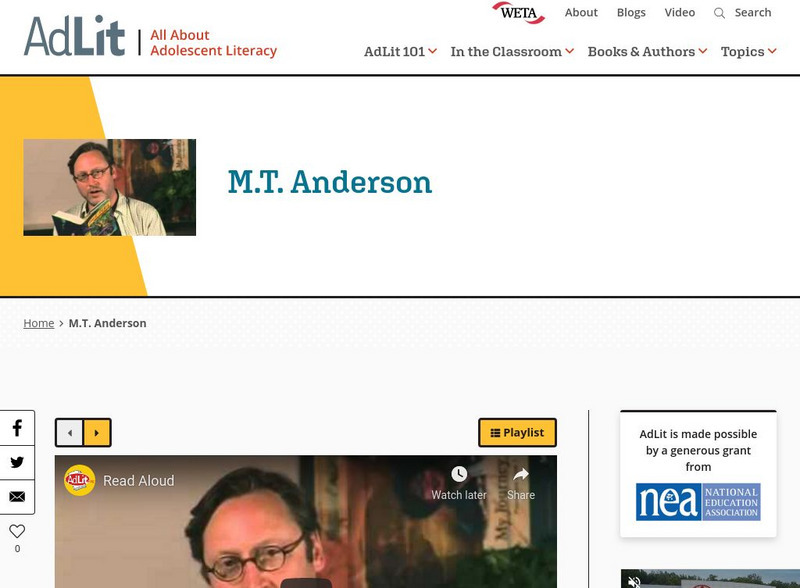 Ad lit.org: A Video Interview With m.t. Anderson Audio Ad lit.org: A Video Interview With m.t. Anderson Audio