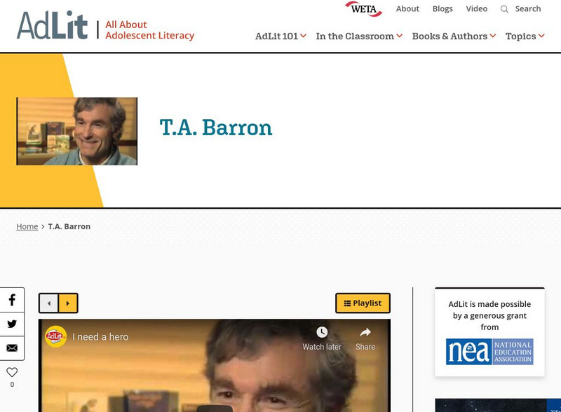 Ad lit.org: A Video Interview With t.a. Barron Audio Ad lit.org: A Video Interview With t.a. Barron Audio