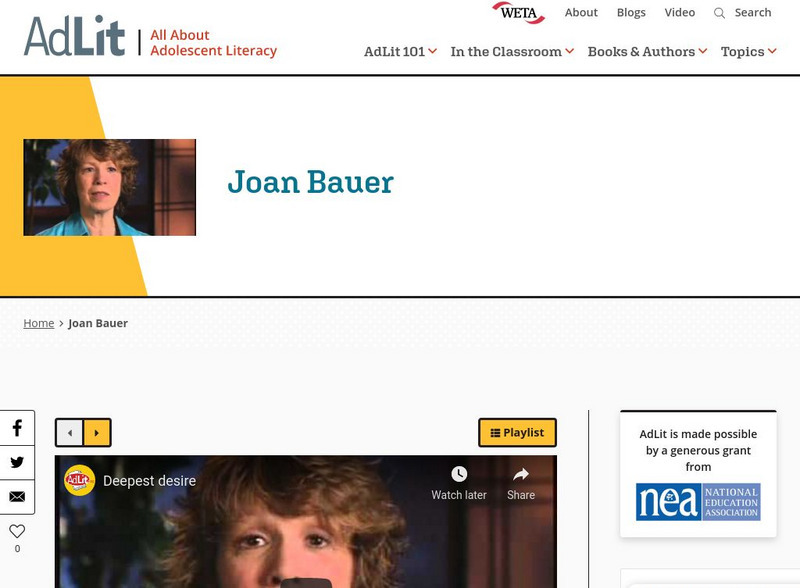 Ad lit.org: A Video Interview With Joan Bauer Audio Ad lit.org: A Video Interview With Joan Bauer Audio