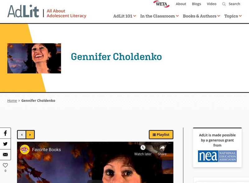 Ad lit.org: A Video Interview With Gennifer Choldenko Audio Ad lit.org: A Video Interview With Gennifer Choldenko Audio