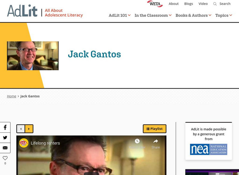 Ad lit.org: A Video Interview With Jack Gantos Audio Ad lit.org: A Video Interview With Jack Gantos Audio