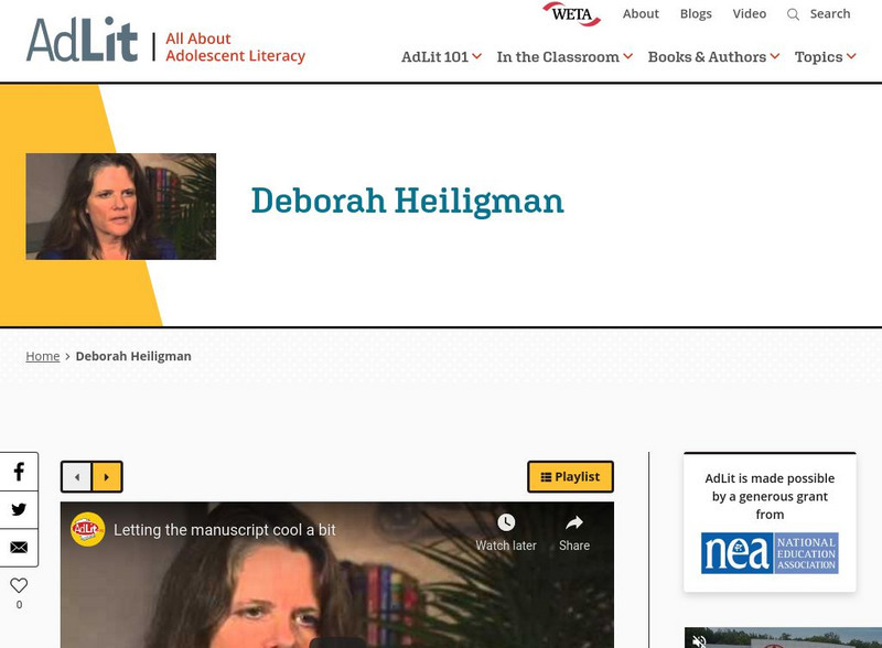 Ad lit.org: A Video Interview With Deborah Heiligman Audio Ad lit.org: A Video Interview With Deborah Heiligman Audio