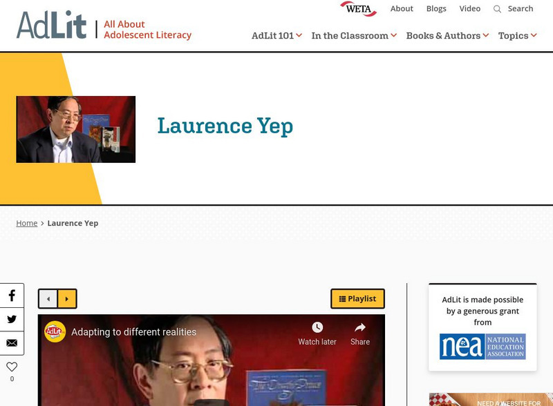 Ad lit.org: A Video Interview With Laurence Yep Audio Ad lit.org: A Video Interview With Laurence Yep Audio