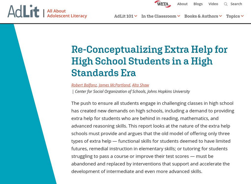 Ad lit.org: Re Conceptualizing Extra Help for High School Students Professional Doc Ad lit.org: Re Conceptualizing Extra Help for High School Students Professional Doc