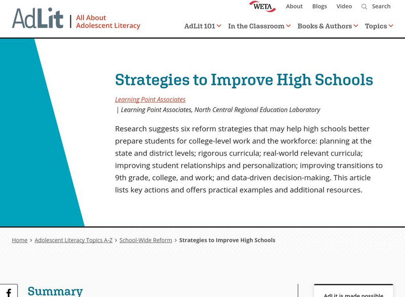 Ad lit.org: Strategies to Improve High Schools Professional Doc Ad lit.org: Strategies to Improve High Schools Professional Doc