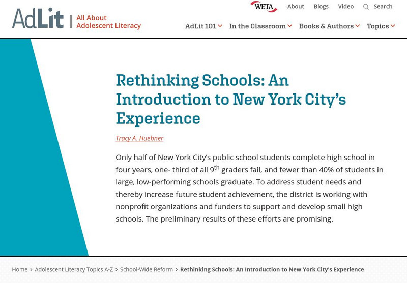Ad lit.org: Rethinking Schools: An Introduction to New York City's Experience Professional Doc Ad lit.org: Rethinking Schools: An Introduction to New York City's Experience Professional Doc