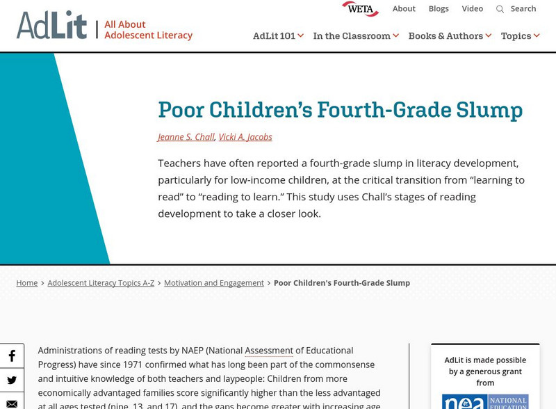 Ad lit.org: Poor Children's Fourth Grade Slump Professional Doc Ad lit.org: Poor Children's Fourth Grade Slump Professional Doc