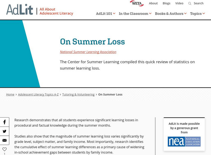Ad lit.org: On Summer Loss Article Ad lit.org: On Summer Loss Article