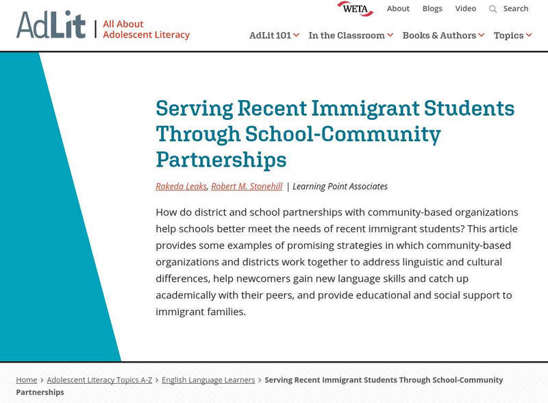 Ad lit.org: Serving Immigrant Students Through School Community Partnerships Professional Doc Ad lit.org: Serving Immigrant Students Through School Community Partnerships Professional Doc