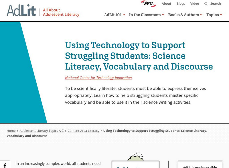 Ad lit.org: Using Technology to Support Struggling Students: Vocabulary Professional Doc Ad lit.org: Using Technology to Support Struggling Students: Vocabulary Professional Doc