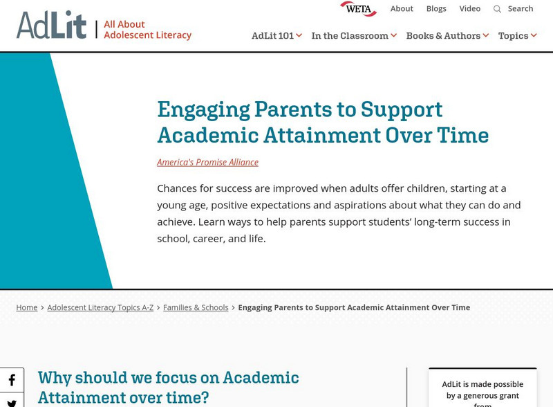 Ad lit.org: Engaging Parents to Support Academic Attainment Over Time Professional Doc Ad lit.org: Engaging Parents to Support Academic Attainment Over Time Professional Doc