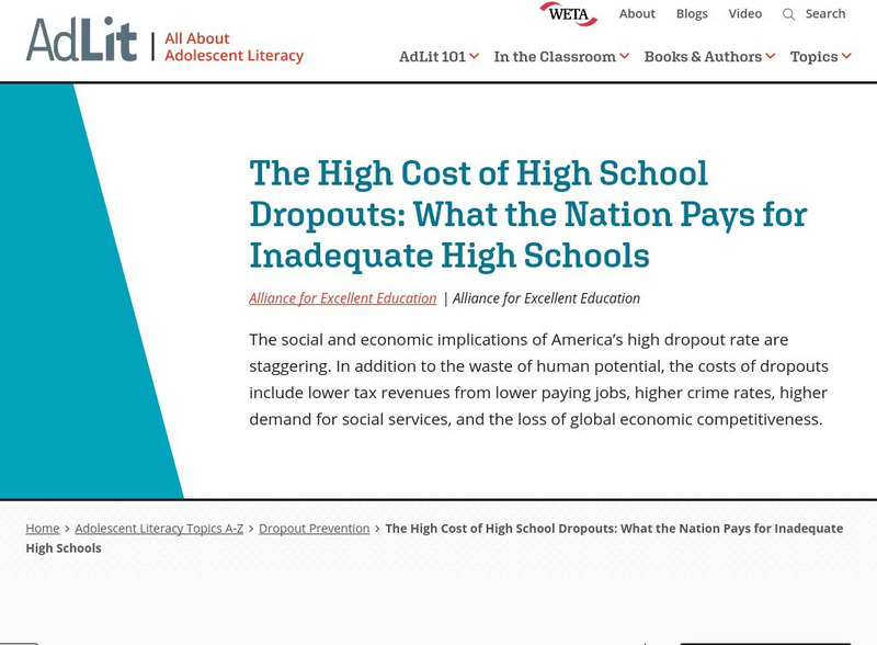 Ad lit.org: The High Cost of High School Dropouts: What the Nation Pays Professional Doc Ad lit.org: The High Cost of High School Dropouts: What the Nation Pays Professional Doc