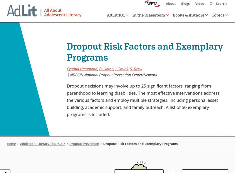 Ad lit.org: Dropout Risk Factors and Exemplary Programs Professional Doc Ad lit.org: Dropout Risk Factors and Exemplary Programs Professional Doc
