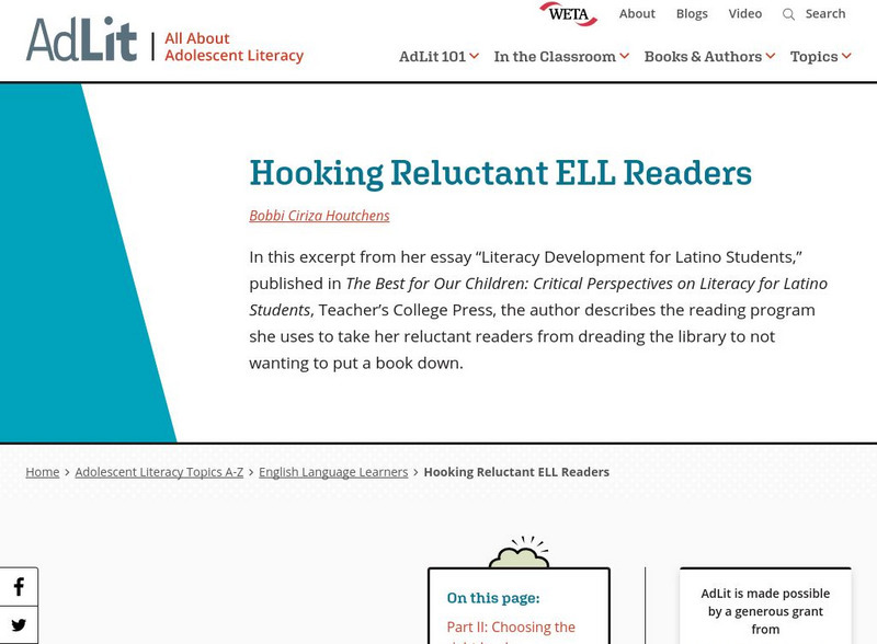 Ad lit.org: Hooking Reluctant Ell Readers Professional Doc Ad lit.org: Hooking Reluctant Ell Readers Professional Doc