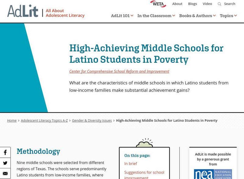 Ad lit.org: High Achieving Middle Schools for Latino Students in Poverty Article Ad lit.org: High Achieving Middle Schools for Latino Students in Poverty Article