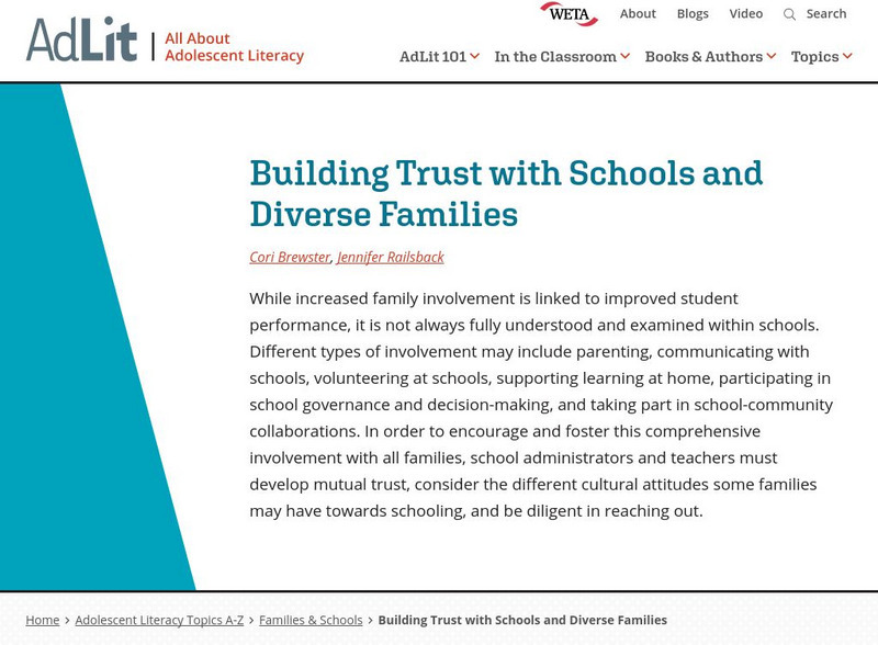 Ad lit.org: Building Trust With Schools and Diverse Families Professional Doc Ad lit.org: Building Trust With Schools and Diverse Families Professional Doc