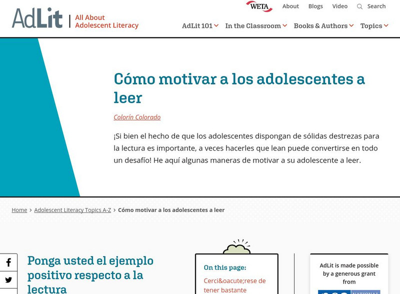 Ad lit.org: Como Motivar a Los Adolescentes a Leer Professional Doc Ad lit.org: Como Motivar a Los Adolescentes a Leer Professional Doc
