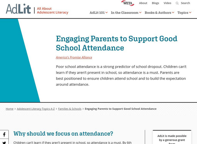 Ad lit.org: Engaging Parents to Support Good School Attendance Professional Doc Ad lit.org: Engaging Parents to Support Good School Attendance Professional Doc
