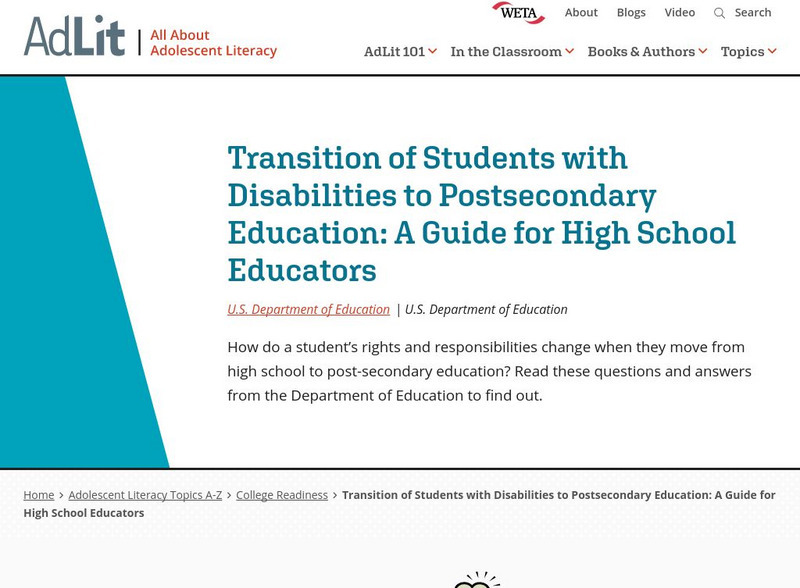 Ad lit.org: Transition of Students With Disabilities to Postsecondary Education Professional Doc Ad lit.org: Transition of Students With Disabilities to Postsecondary Education Professional Doc