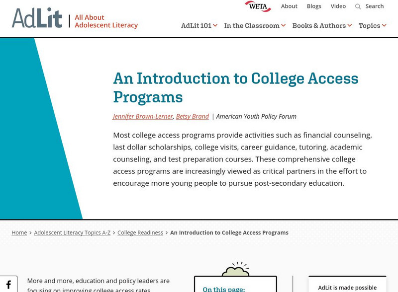 Ad lit.org: An Introduction to College Access Programs Professional Doc