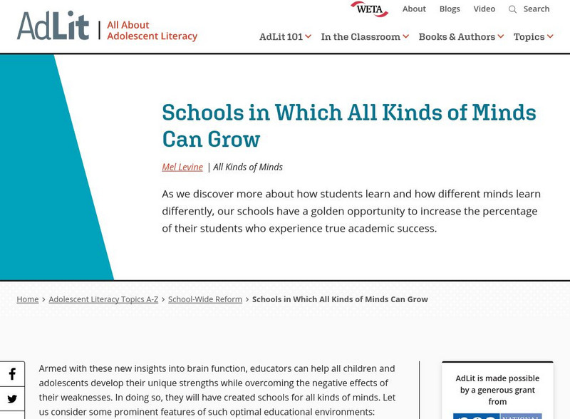 Ad lit.org: Schools in Which All Kinds of Minds Can Grow Professional Doc Ad lit.org: Schools in Which All Kinds of Minds Can Grow Professional Doc
