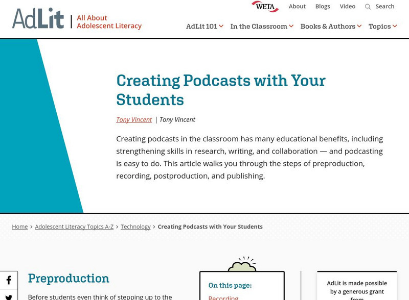 Ad lit.org: Creating Podcasts With Your Students Professional Doc Ad lit.org: Creating Podcasts With Your Students Professional Doc