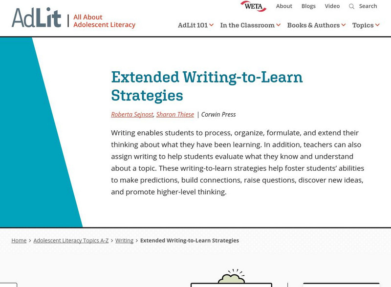 Ad lit.org: Extended Writing to Learn Strategies Professional Doc