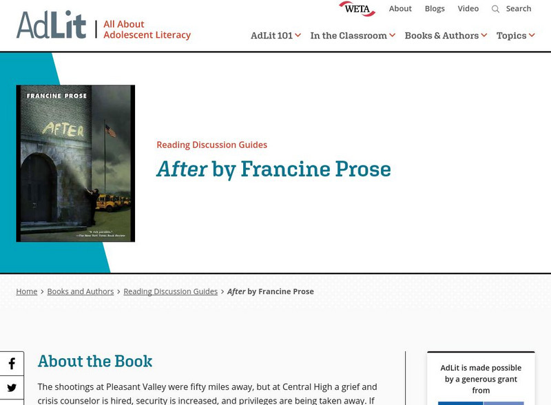 Ad lit.org: Reading Discussion Guide: After by Francine Prose Professional Doc Ad lit.org: Reading Discussion Guide: After by Francine Prose Professional Doc