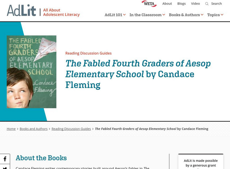 Ad lit.org: Discussion Guide: The Fabled Fourth Graders of Aesop Elementary School Professional Doc Ad lit.org: Discussion Guide: The Fabled Fourth Graders of Aesop Elementary School Professional Doc