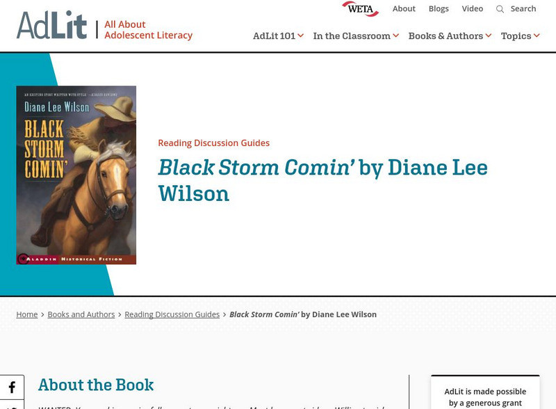 Ad lit.org: Reading Discussion Guide: Black Storm Comin' by Diane Lee Wilson Professional Doc Ad lit.org: Reading Discussion Guide: Black Storm Comin' by Diane Lee Wilson Professional Doc