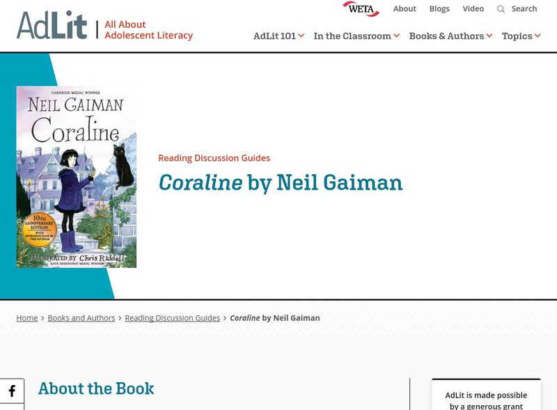Ad lit.org: Reading Discussion Guide: Coraline by Neil Gaiman Professional Doc Ad lit.org: Reading Discussion Guide: Coraline by Neil Gaiman Professional Doc