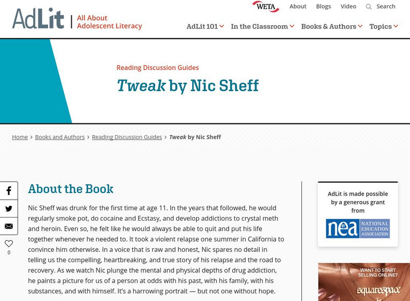 Ad lit.org: Reading Discussion Guide: Tweak by Nic Sheff Professional Doc Ad lit.org: Reading Discussion Guide: Tweak by Nic Sheff Professional Doc