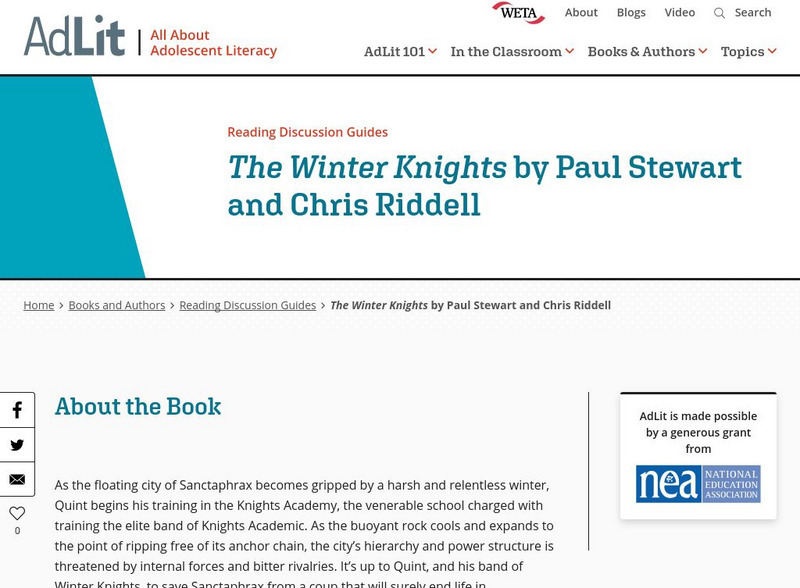 Ad lit.org: Reading Discussion Guide: The Winter Knights Professional Doc Ad lit.org: Reading Discussion Guide: The Winter Knights Professional Doc