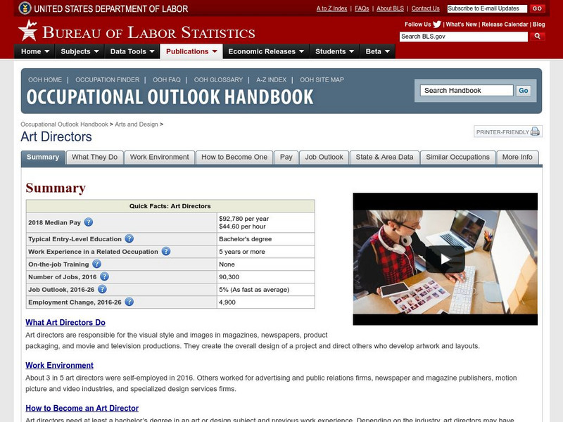 Bureau of Labor Statistics: Visual Artists Handout Bureau of Labor Statistics: Visual Artists Handout