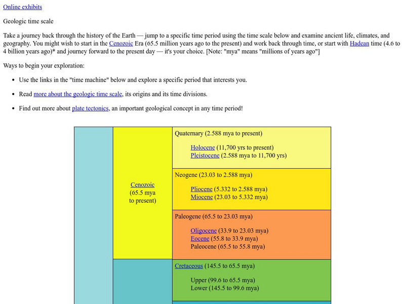 Ucmp: Web Geological Time Machine Handout Ucmp: Web Geological Time Machine Handout