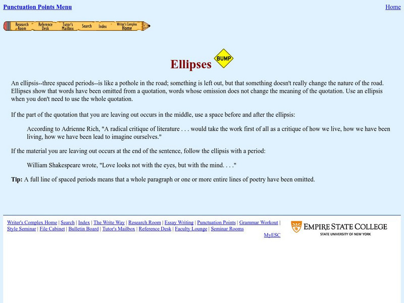 Empire State College: Ellipses Handout Empire State College: Ellipses Handout