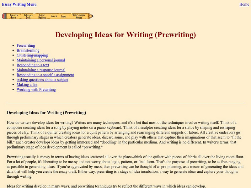 Empire State College: Developing Ideas for Writing: Brainstorming Activity Empire State College: Developing Ideas for Writing: Brainstorming Activity