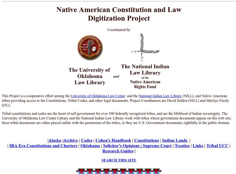 University of Oklahoma: Native American Constitution & Law Digitization Website University of Oklahoma: Native American Constitution & Law Digitization Website