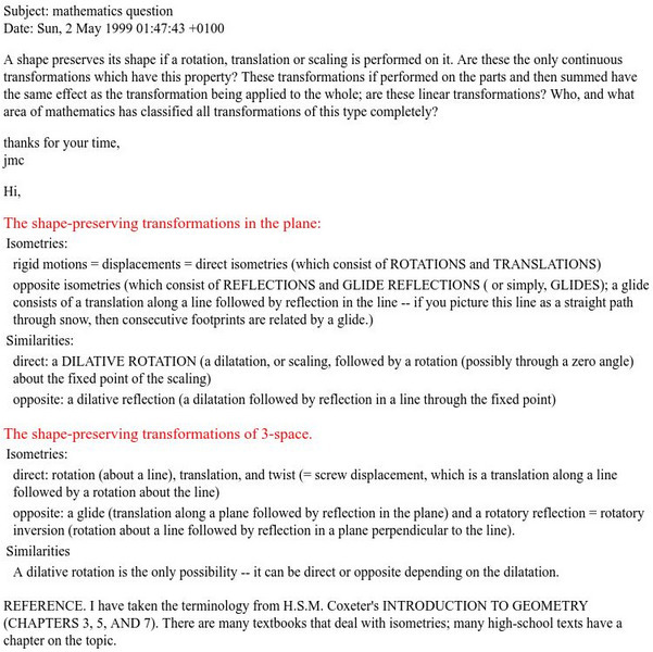 University of Regina: Math Central: Shape Preserving Transformations Website University of Regina: Math Central: Shape Preserving Transformations Website