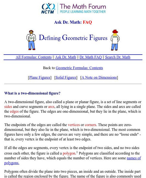 The Math Forum: Defining Geometric Figures Handout The Math Forum: Defining Geometric Figures Handout