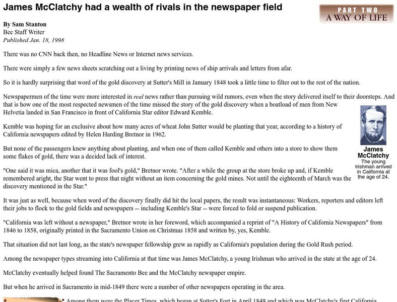 Gold Rush: Rivals in the Newspaper Field Handout Gold Rush: Rivals in the Newspaper Field Handout
