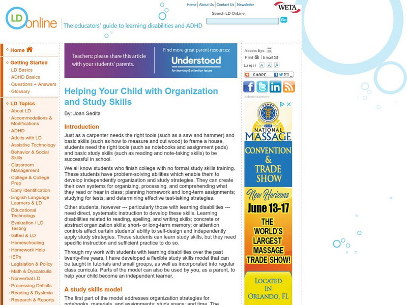 Ld Online: Helping Your Child With Organization and Study Website Ld Online: Helping Your Child With Organization and Study Website