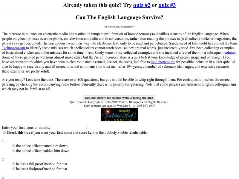 Can the English Language Survive? Unknown Type Can the English Language Survive? Unknown Type