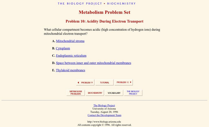 University of Arizona/problem 10:acidity During E. Trans Unknown Type University of Arizona/problem 10:acidity During E. Trans Unknown Type