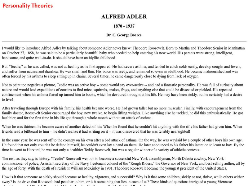 Shippensburg: Personality Theories: Alfred Adler Article