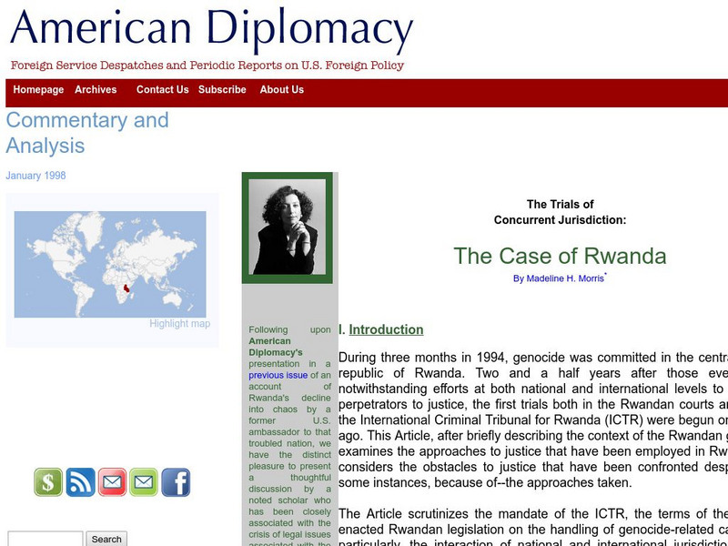 American Diplomacy: Rwanda, Trials of Concurrent Jurisdiction Article American Diplomacy: Rwanda, Trials of Concurrent Jurisdiction Article